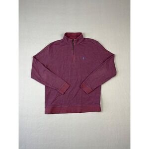 Johnnie O Emmett Fleece Sweater M Plum Striped 1/4 Zip Long Sleeve Pullover